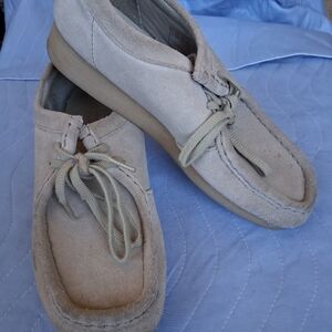 Women's Suede Casual Moc Toe Shoes in Light Beige